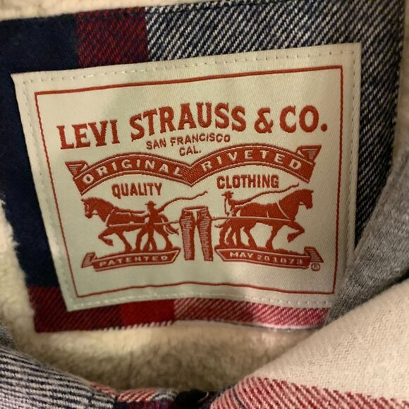 Levis Plaid Shirt Jacket Hooded S Levi Strauss & Co. Cotton & Polyester Unisex - Picture 9 of 9